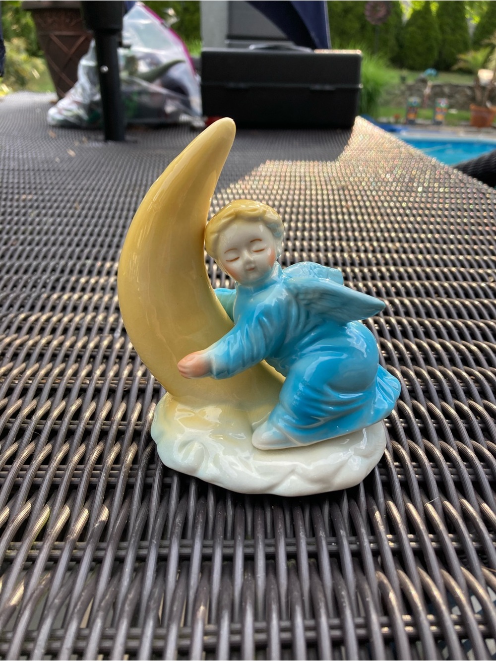 Vintage angel and moon salt & pepper shakers